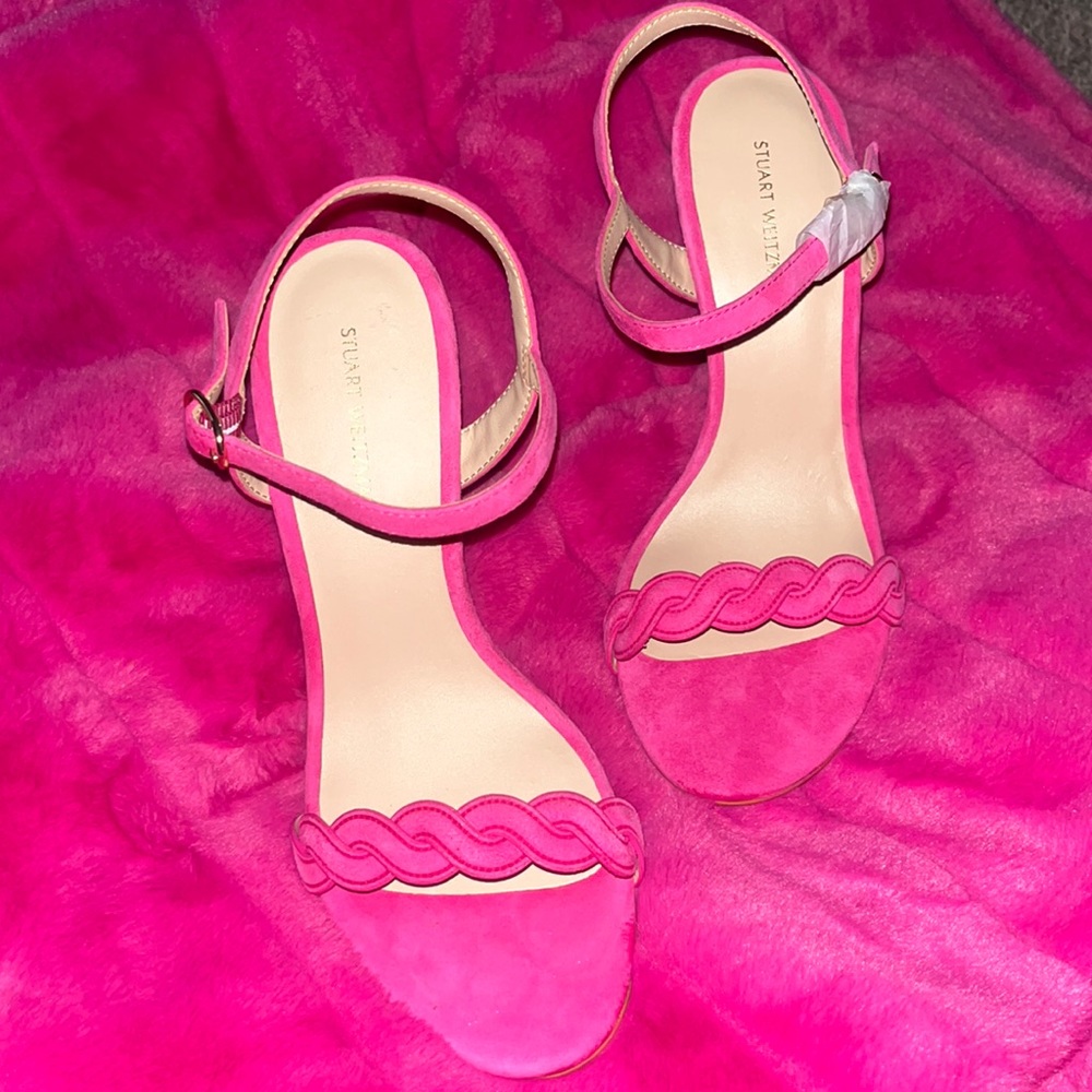 STUART WEITZMAN hot pink summer heels size 7.5
